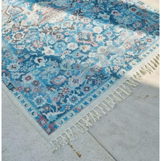 kek mintas vinateg szonyeg tisztithato klasszikus bordo vilagoskek dekoracio textil lakas otthon veranda terasz haloszoba nappali.jpg